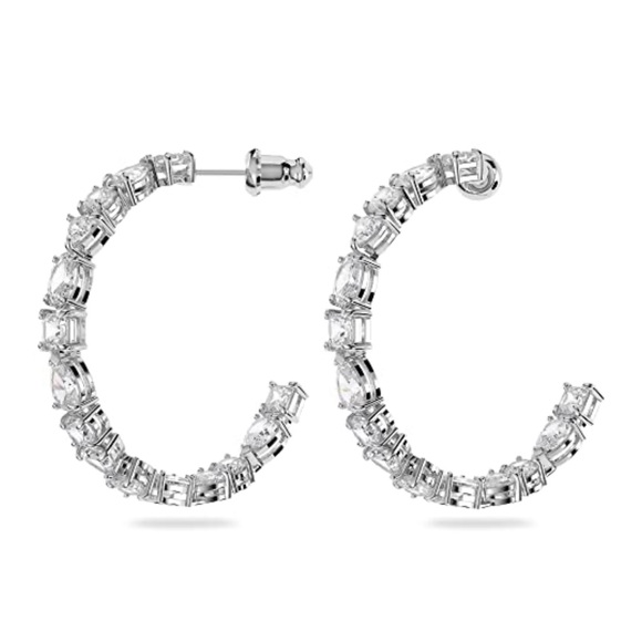Swarovski Tennis Deluxe hoop earrings
Mixed crystals cut, White, Rhodium plated - Picture 3 of 11